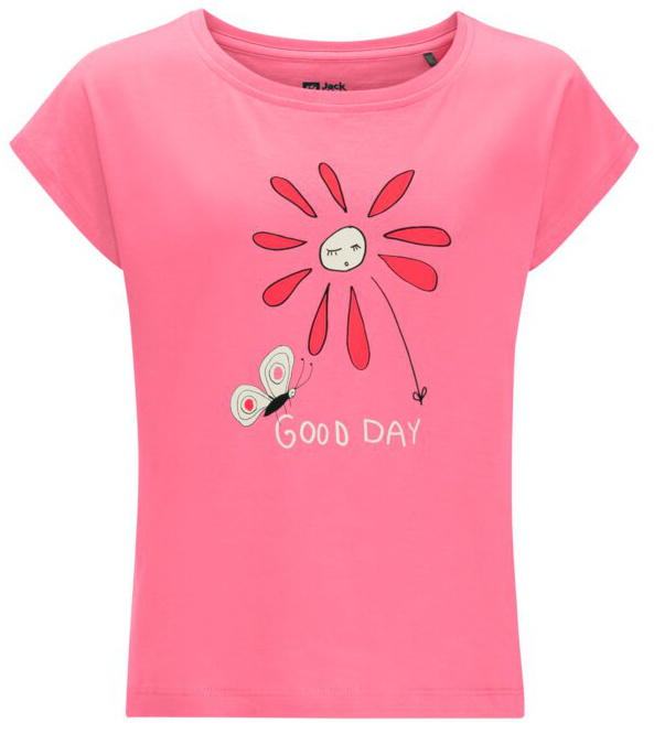 Levně Jack Wolfskin Good Day T G 128, pink lemonade Dětské bavlněné triko