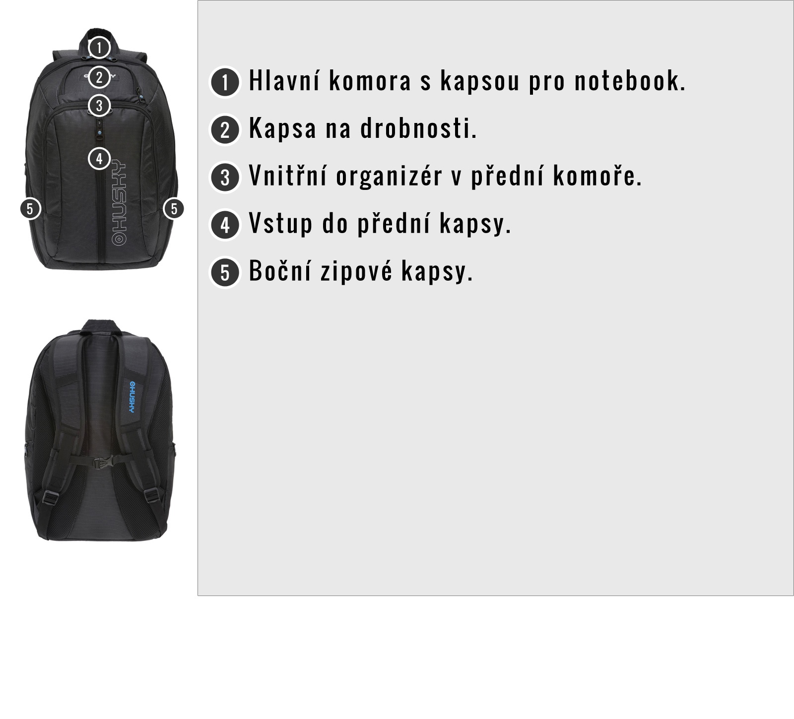 Husky Slander 28l černá Batoh Office (obrázek 5)