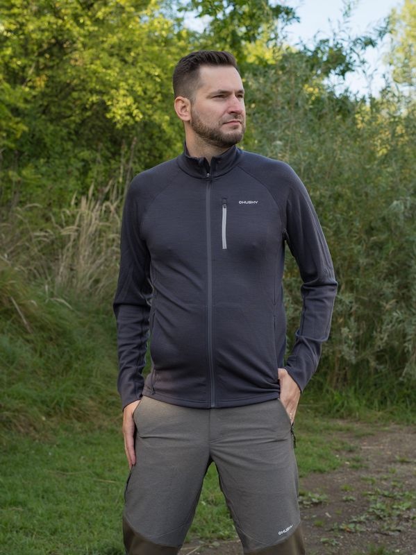 Husky Alou M M, graphite Pánská mikina z merino vlny (obrázek 4)