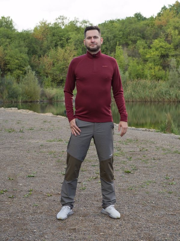 Husky Aron Zip M XL, bordo Pánská merino mikina (obrázek 5)
