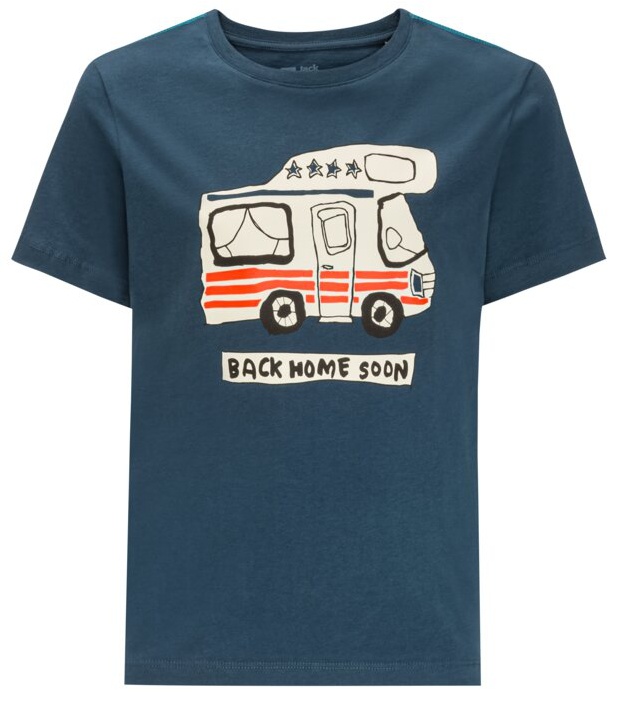 Jack Wolfskin Wolf & Van T B 128, dark sea Dětské bavlněné triko