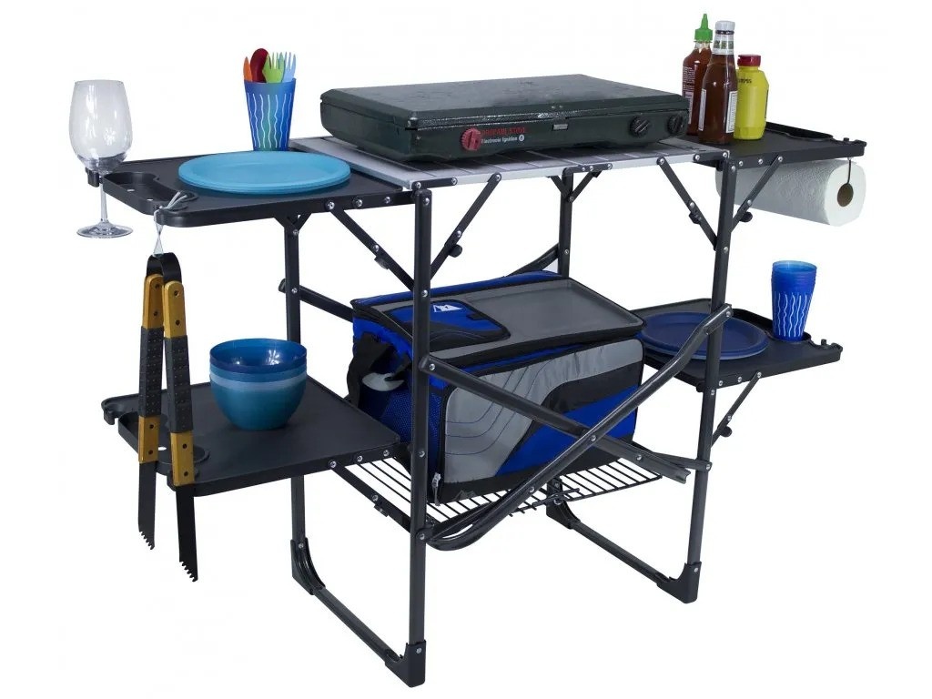GCI Outdoor Slim-Fold Cook Station™ black chrome Skládací stolek / Kuchyňka