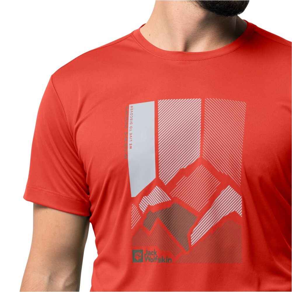 Jack Wolfskin Pánské funkční tričko Peak Graphic T M S, strong red (obrázek 4)