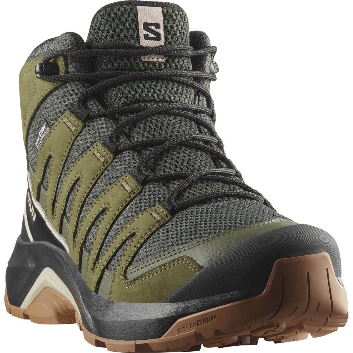 Salomon X-ADVENTURE RECON MID GTX EU 46, Peat/Maritni Olive/Oxford Tan Pánské turistické boty