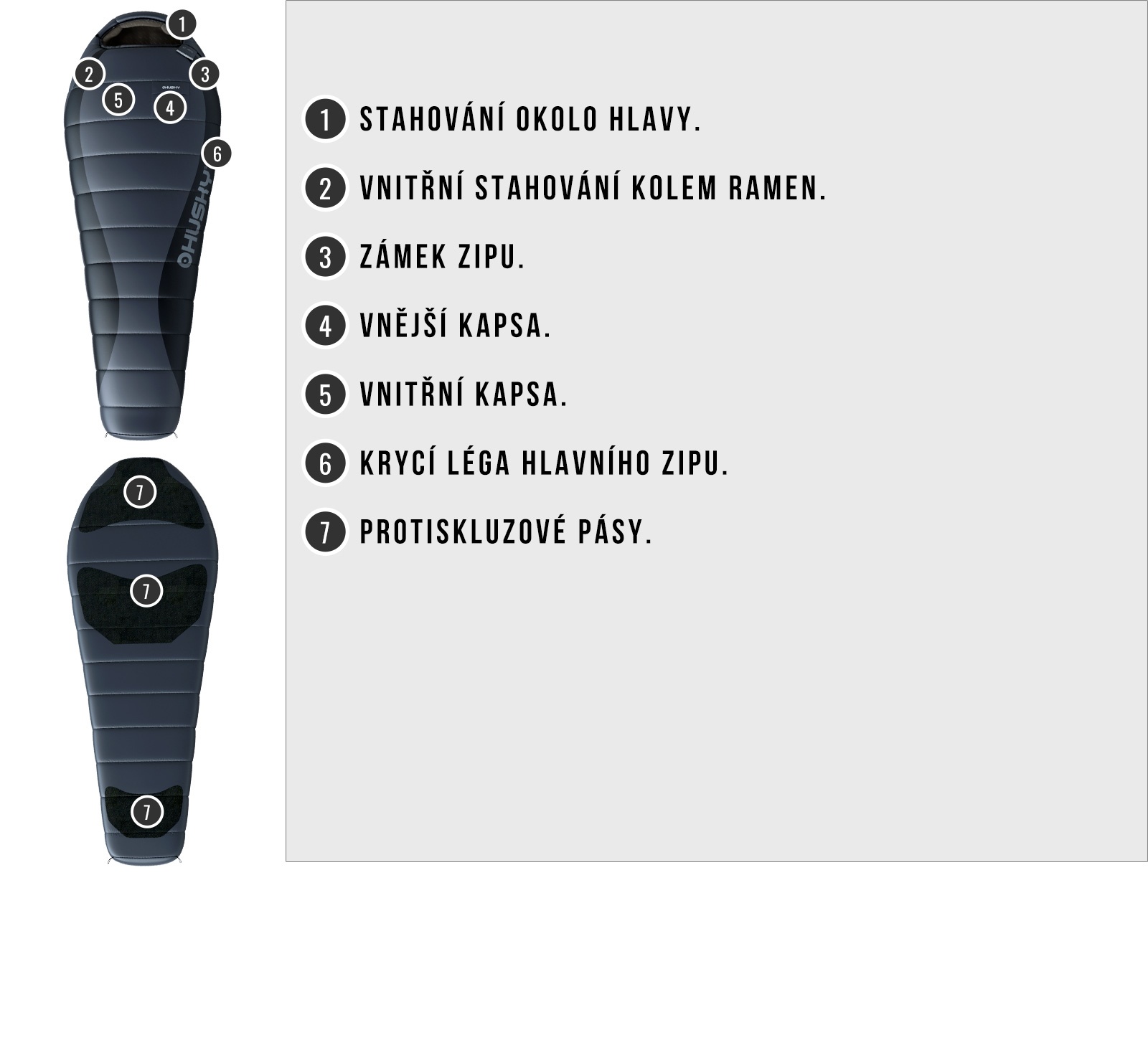 Husky Dopy -25°C anthracite Péřový zimní spacák (obrázek 5)