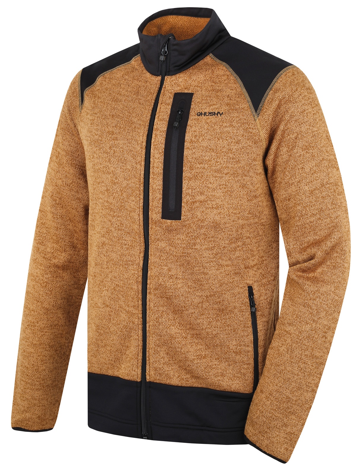 Husky Alan M M, dk. mustard Pánský fleecový svetr na zip