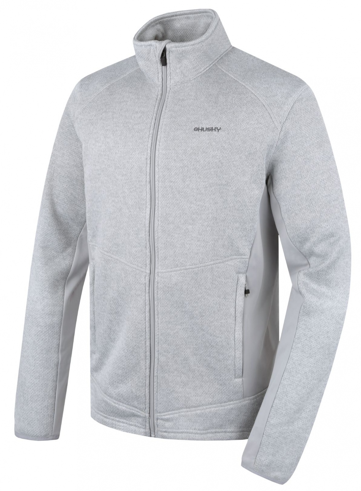 Husky Alan M XXXL, light grey Pánský fleecový svetr na zip