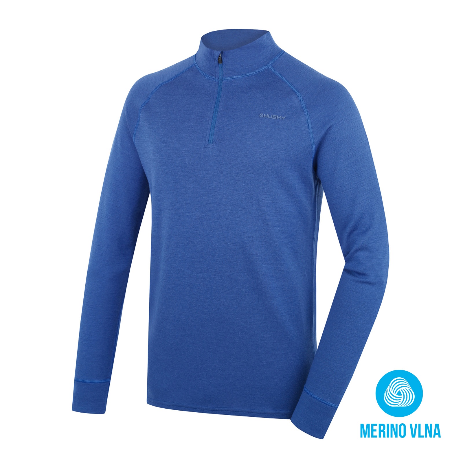 Levně Husky Aron Zip M L, blue Pánská merino mikina