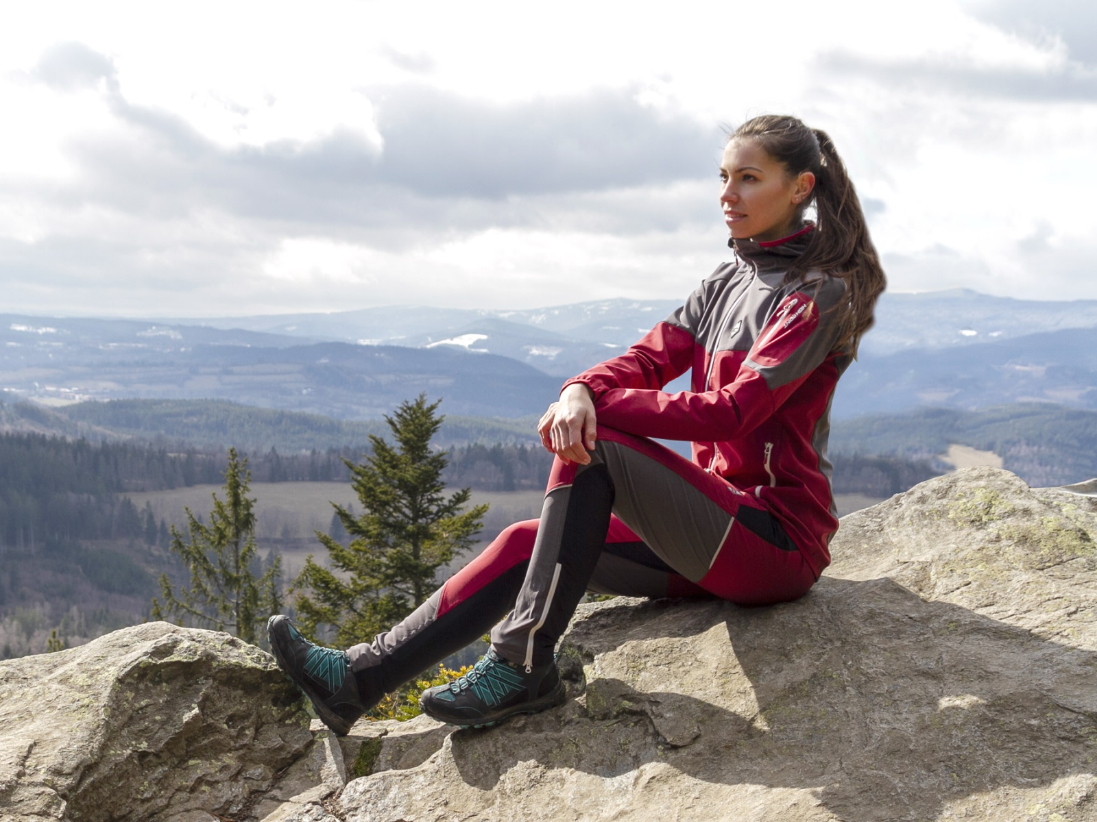 High point Atom Lady Hoody M, brich red/iron gate Dámská softshellová bunda (obrázek 10)
