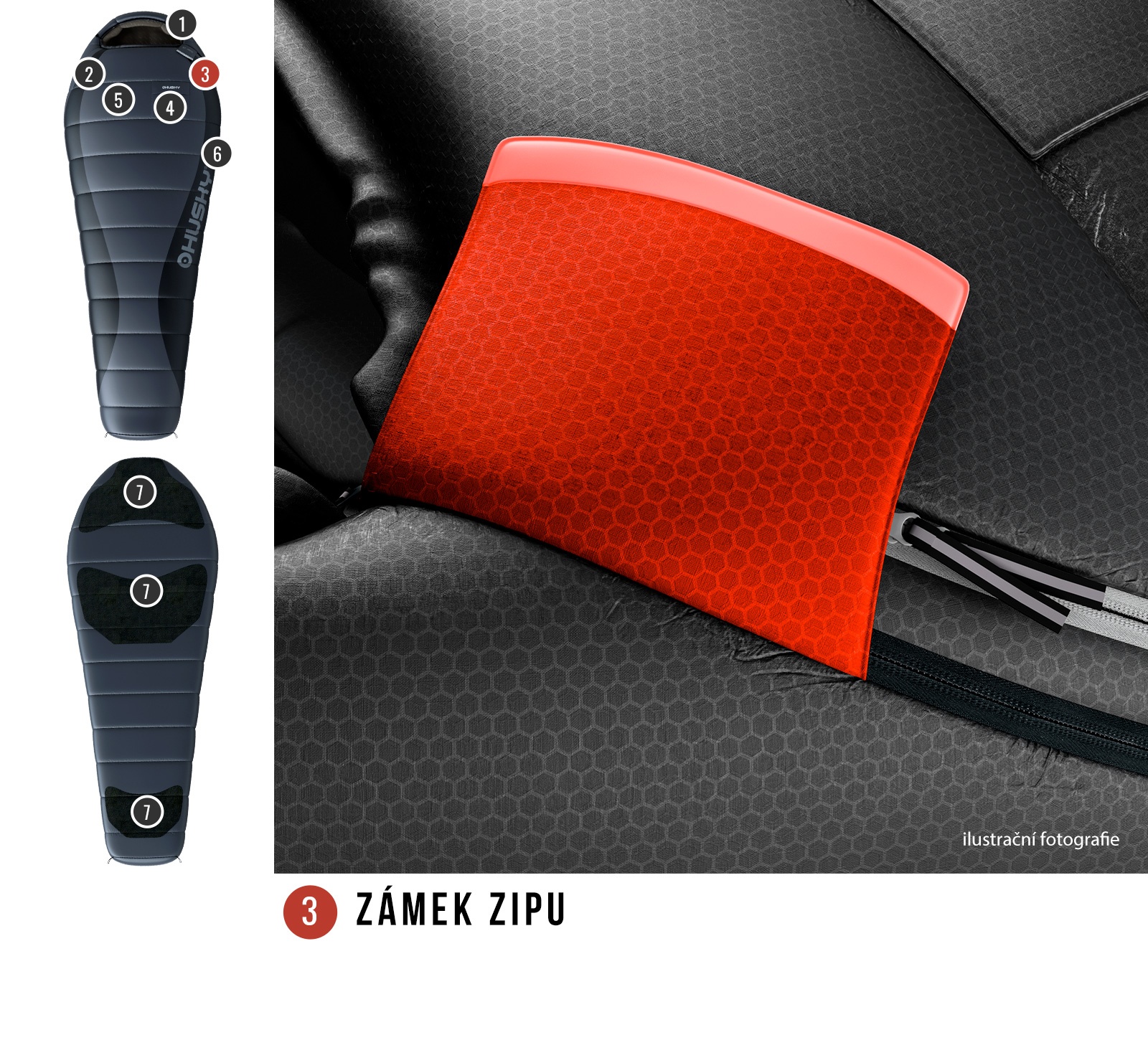 Husky Dopy -25°C anthracite Péřový zimní spacák (obrázek 8)