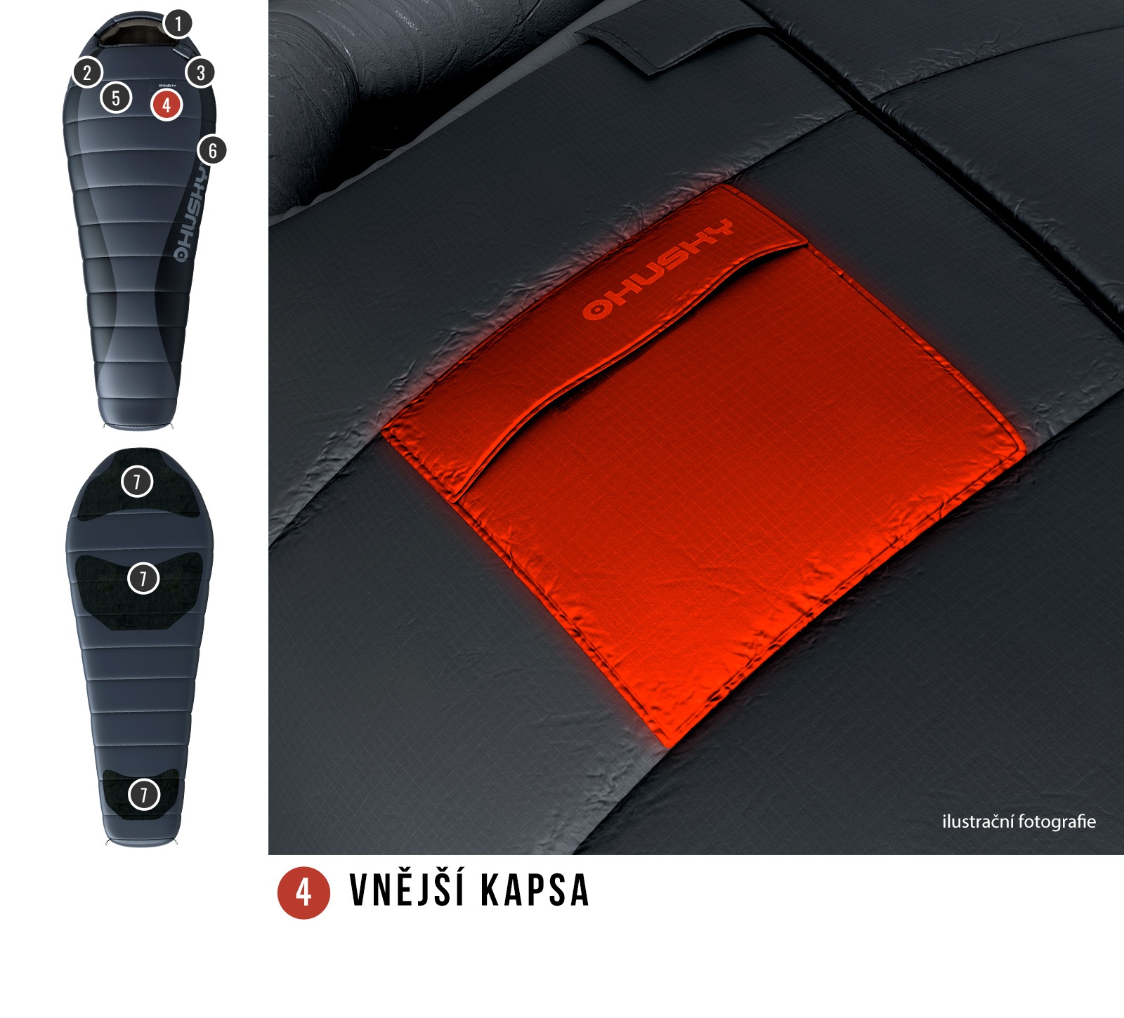 Husky Dopy -25°C anthracite Péřový zimní spacák (obrázek 9)