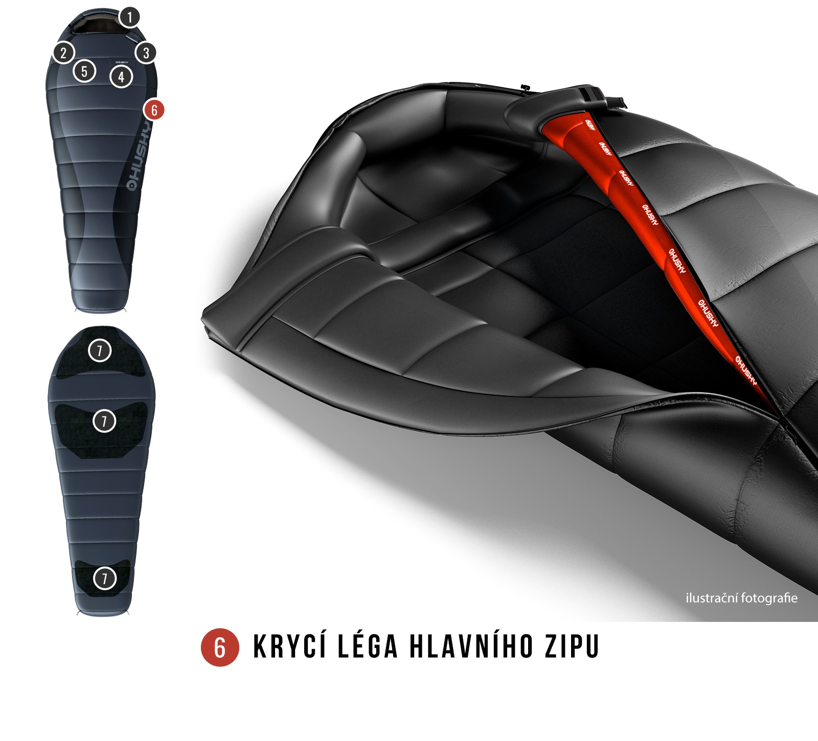 Husky Dopy -25°C anthracite Péřový zimní spacák (obrázek 11)