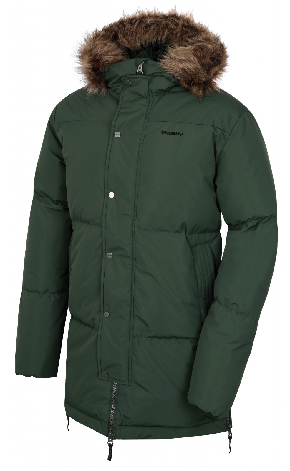 Husky Downbag M L, dk. khaki Pánský péřový kabát