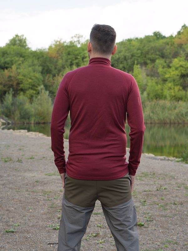 Husky Aron Zip M L, bordo Pánská merino mikina (obrázek 6)