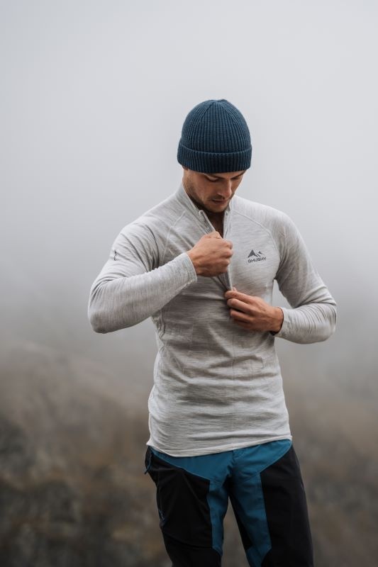 Husky Merow zip M S, light grey Merino termoprádlo triko (obrázek 5)