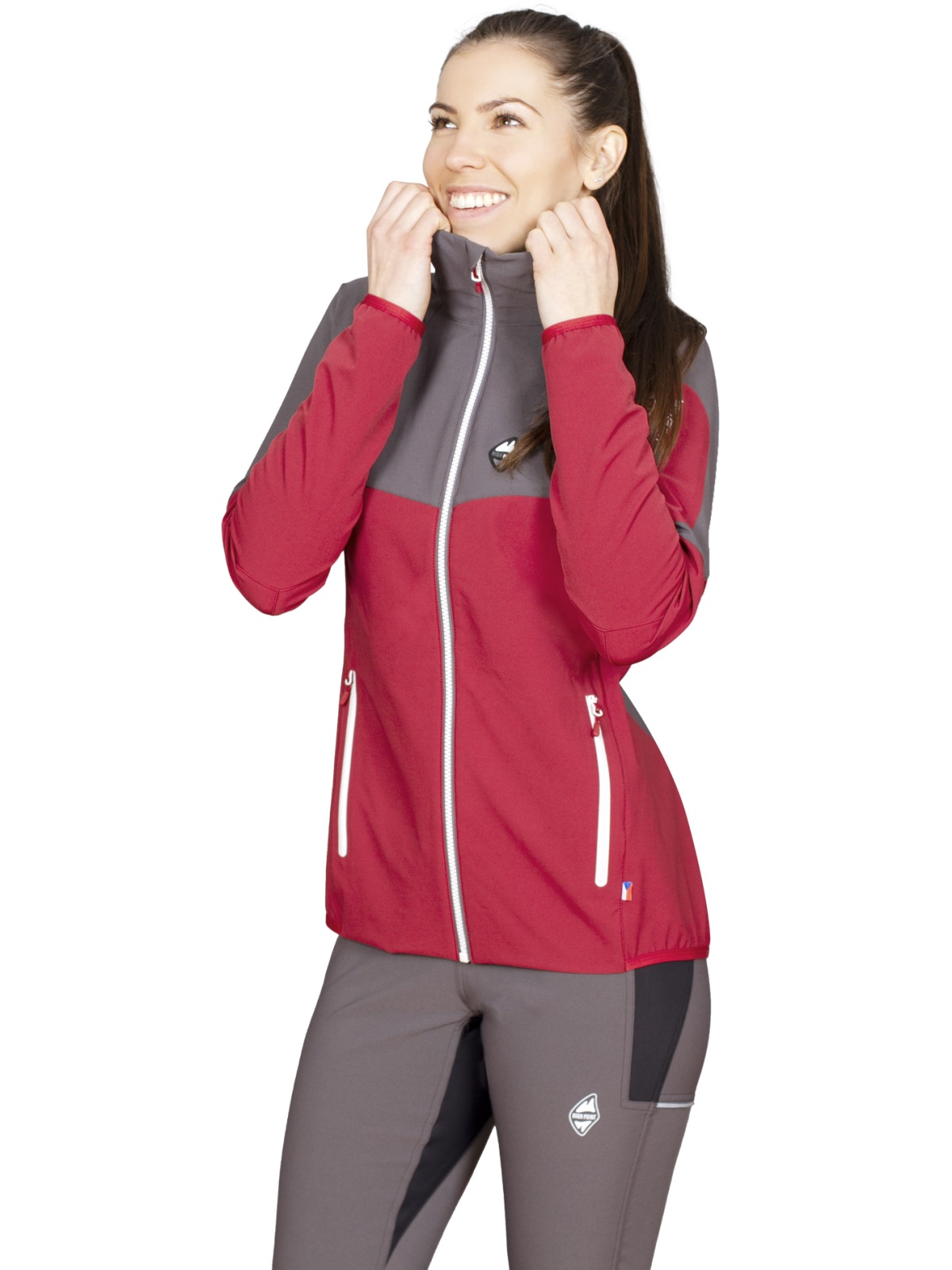 High point Atom Lady Hoody M, brich red/iron gate Dámská softshellová bunda