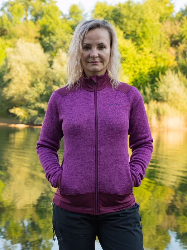 Husky Alan L XXL, dk. magenta Dámský fleecový svetr na zip (obrázek 4)