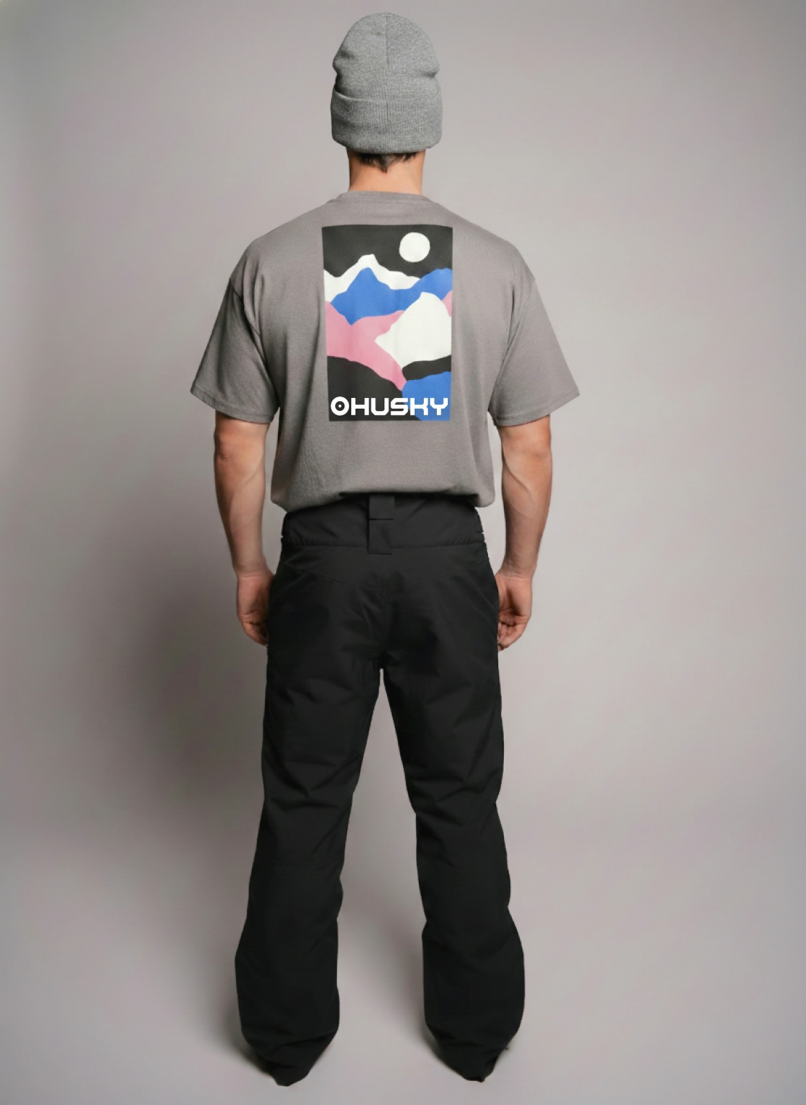 Husky Tee Panorama M L, grey Pánské bavlněné triko