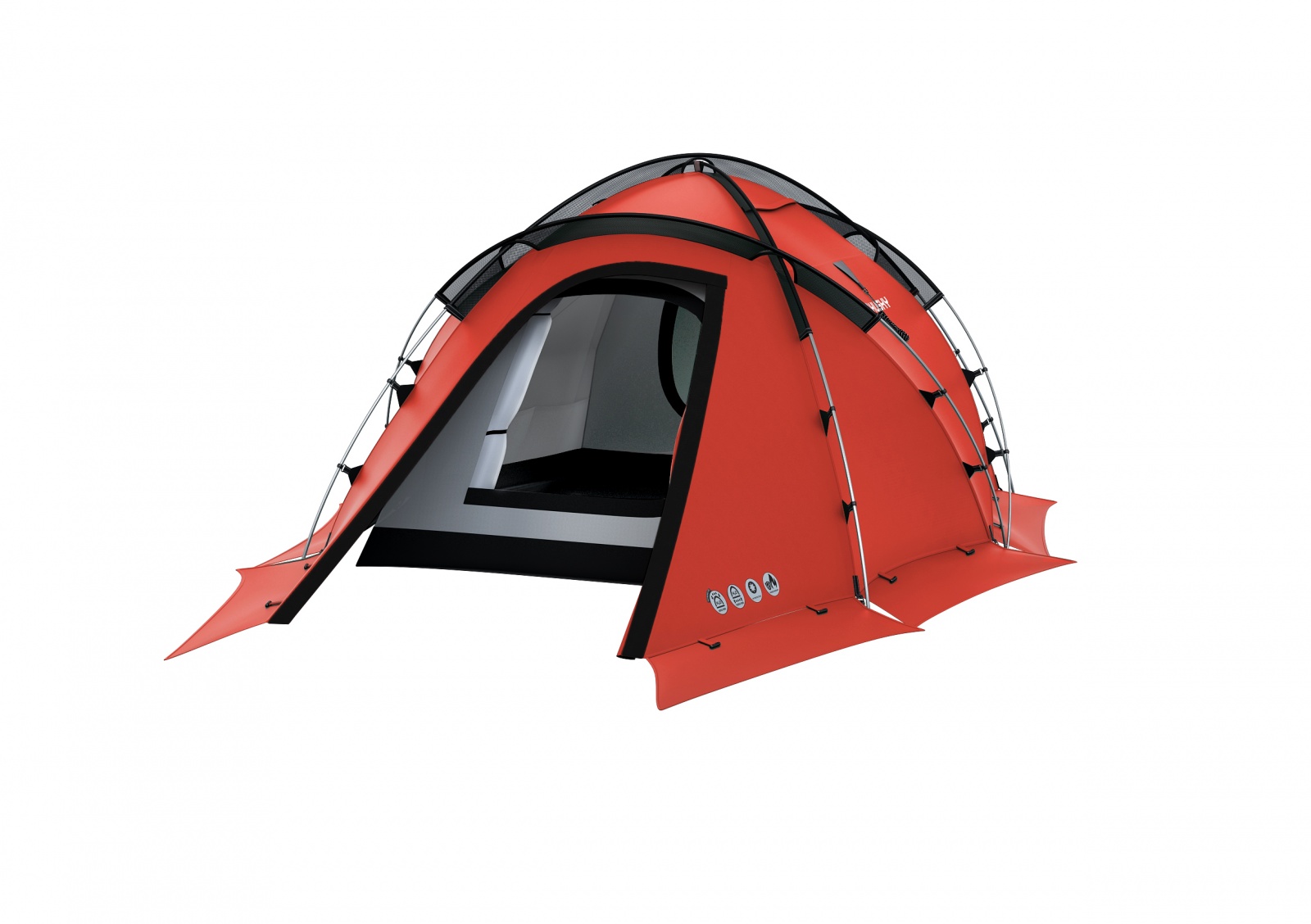 Husky Fighter 3-4 červená Expediční stan pro 3 osoby