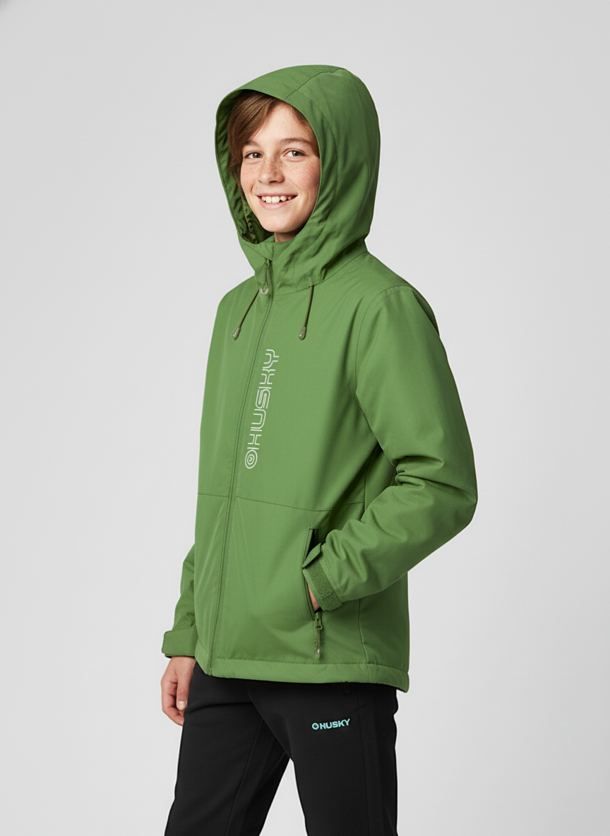 Husky Neoni K 128, green Dětská hardshell bunda