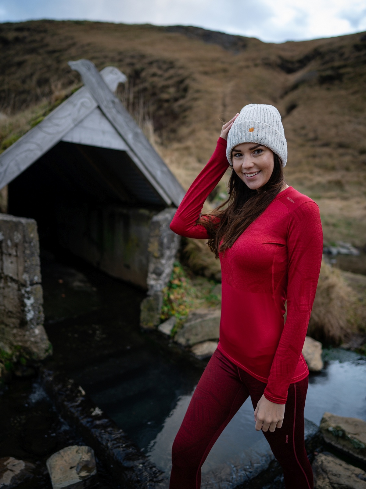 Husky Dámské kalhoty L, tm. cihlová Termoprádlo Active Winter