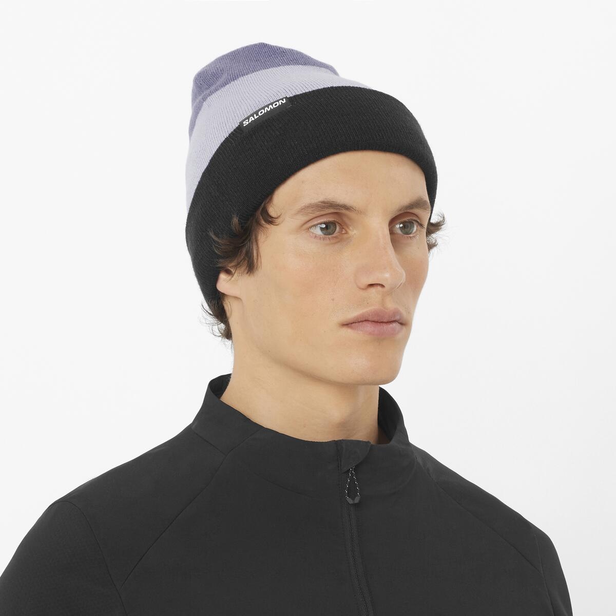 Salomon FLATSPIN REVERSIBLE deep black/whisper white/etherea Čepice (obrázek 9)