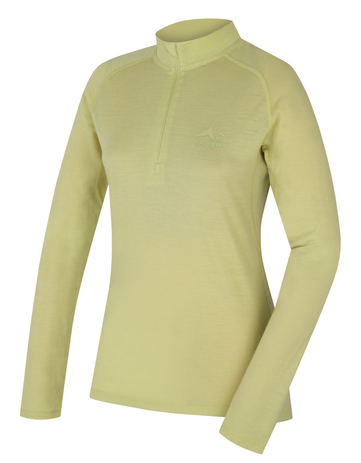 Husky Merow Zip L L, light green Merino termoprádlo triko
