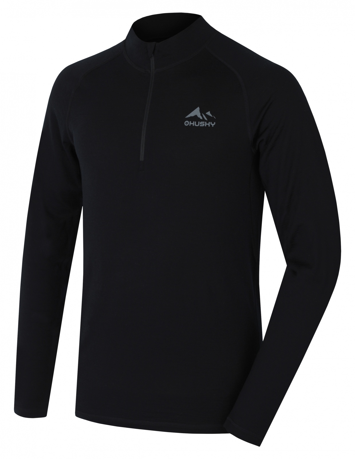 Husky Merow zip M S, black Merino termoprádlo triko