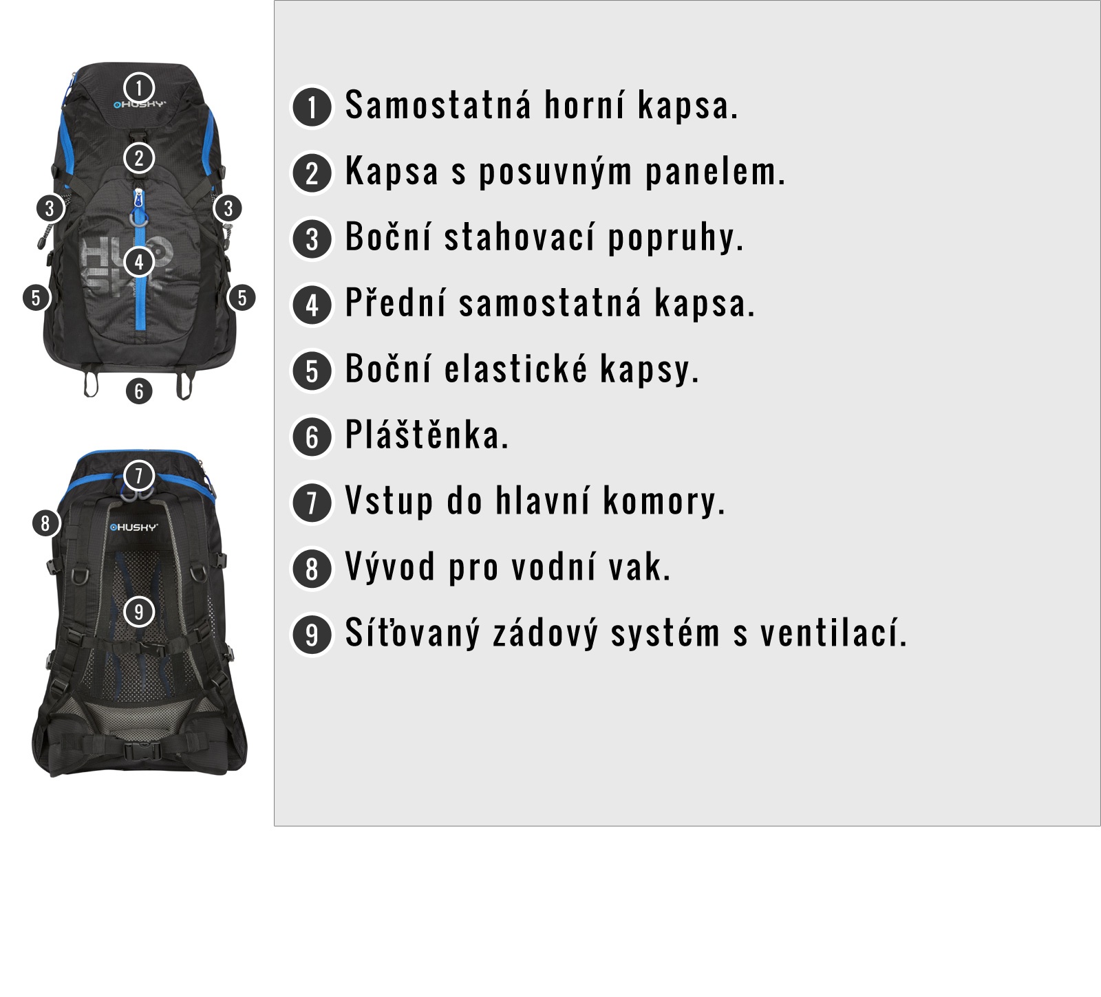 Husky Salmon 30l černá Batoh Turistika (obrázek 10)