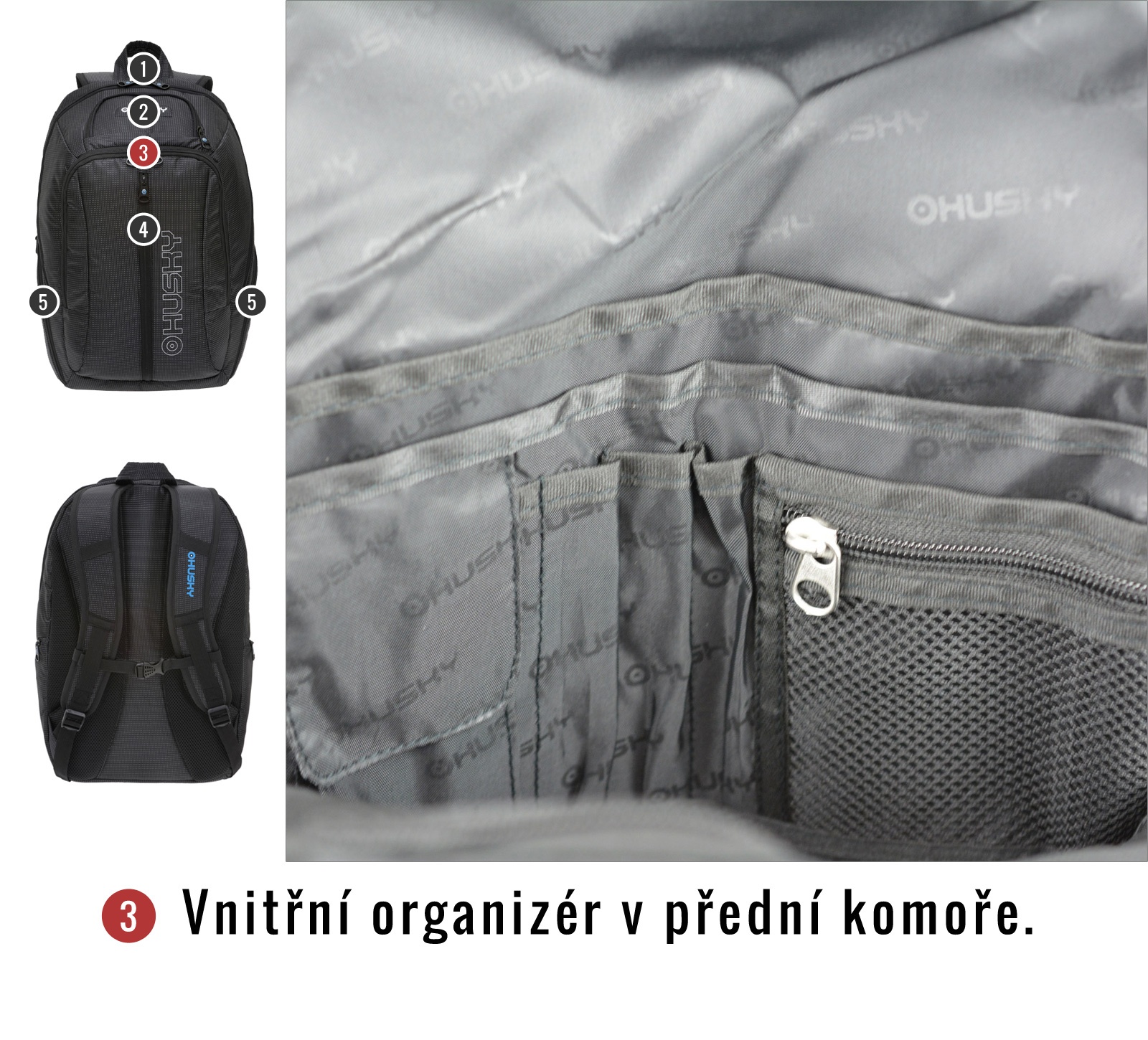 Husky Slander 28l černá Batoh Office (obrázek 8)