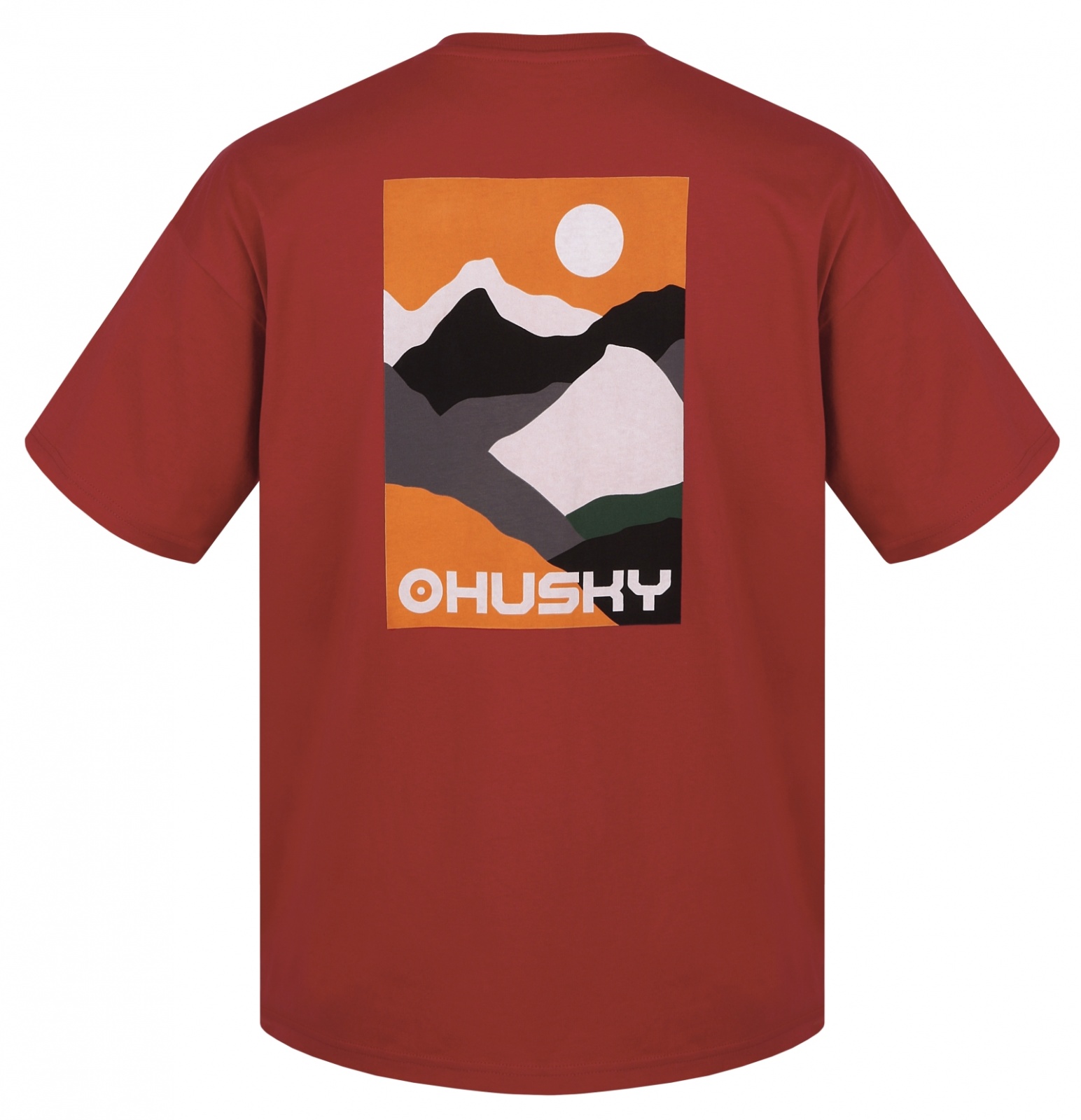 Husky Tee Panorama M L, dark red Pánské bavlněné triko