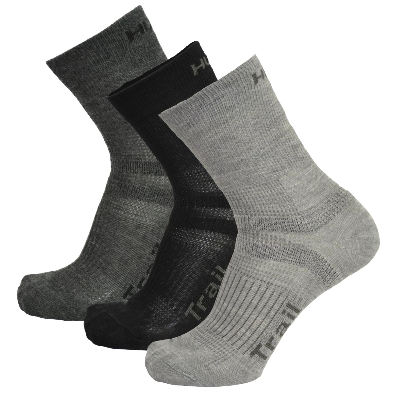 Husky Trail 3 pack M (36-40), černá/antracit/sv.šedá Ponožky